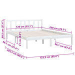 vidaXL Cadre de lit Blanc Bois de pin massif 120x200 cm