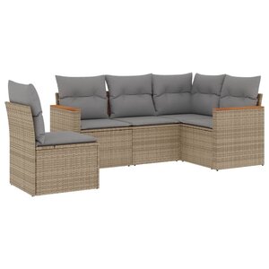 vidaXL Salon de jardin avec coussins 5 Pièces beige résine tressée