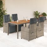 vidaXL Ensemble à manger de jardin 5 Pièces coussins gris résine tressée