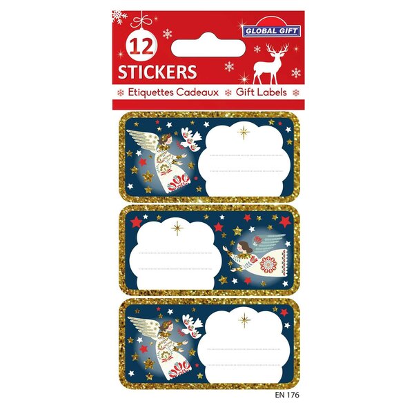 12 étiquettes adhésives de Noël - Anges de Noël