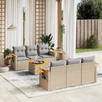 vidaXL Salon de jardin avec coussins 7 Pièces beige résine tressée