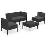 vidaXL Salon de jardin 5 Pièces avec coussins résine tressée noir
