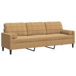 vidaXL Canapé 3 places avec oreillers décoratifs marron 210 cm velours
