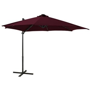 vidaXL Parasol déporté avec mât et lumières LED Rouge bordeaux 300 cm