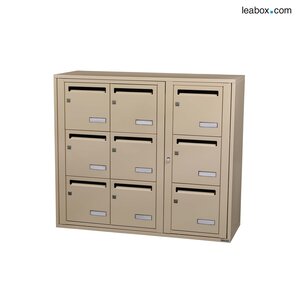 Bloc collectif Leabox 3x3 grade 3 simple face intérieur fixation murale ivoire ral 1015 finition brillante