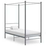 vidaXL Cadre de lit à baldaquin Gris Métal 90x200 cm