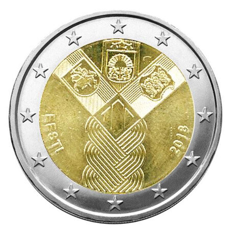 Monnaie 2 euros commémorative estonie 2018 - 100 ans des états baltes