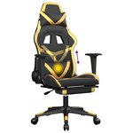 vidaXL Chaise de jeu de massage avec repose-pied Noir&Doré Similicuir