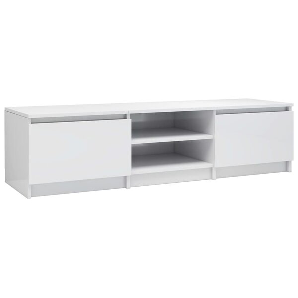 vidaXL Meuble TV blanc brillant 140x40x35 5 cm bois d'ingénierie