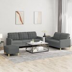 vidaXL Ensemble de canapés 3 Pièces avec coussins Gris foncé Tissu