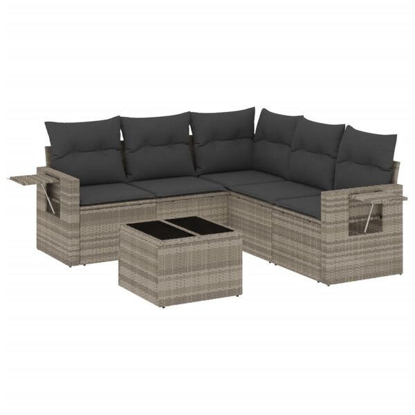 vidaXL Salon de jardin 6 Pièces avec coussins gris clair résine tressée