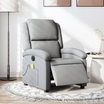 vidaXL Fauteuil de massage inclinable électrique gris clair tissu