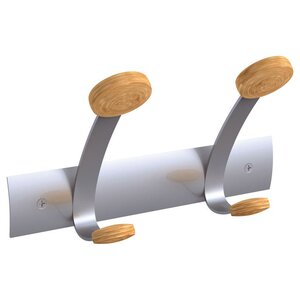 Patère murale - 2 patères - Bois/Métal