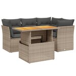 vidaXL Salon de jardin 5 Pièces avec coussins gris résine tressée