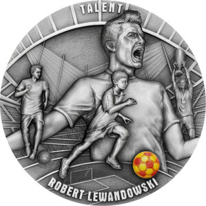 Pièce de monnaie en Argent 5 Dollars g 62.2 (2 oz) Millésime 2022 Robert Lewandowski TALENT