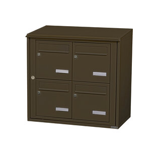 Bloc collectif leabox.com 2x2 grade 3 simple face Extérieur fixation murale Brun Sepia RAL 8014 finition brillante