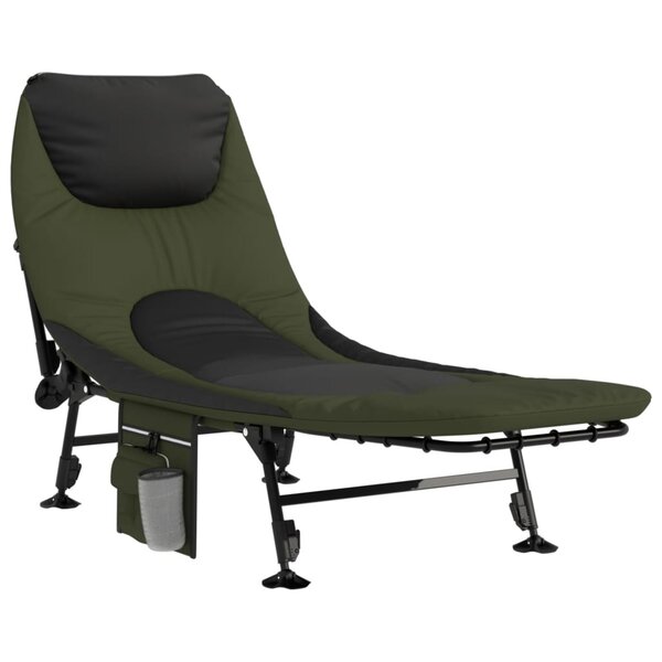 vidaXL Lit de pêche avec pieds à boue réglables pliable vert
