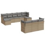 vidaXL Salon de jardin avec coussins 10 Pièces beige résine tressée
