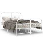 vidaXL Cadre de lit métal avec tête de lit/pied de lit blanc 137x190cm