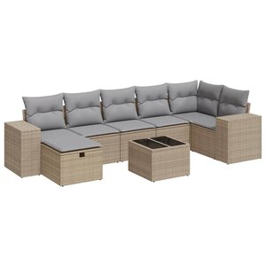vidaXL Salon de jardin avec coussins 8 Pièces beige résine tressée