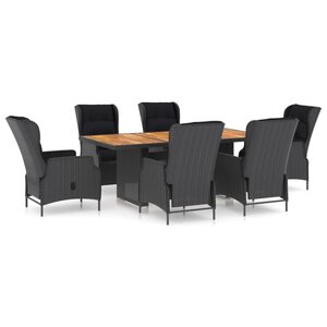 vidaXL Ensemble à manger d'extérieur 7Pièces et coussins rotin gris foncé