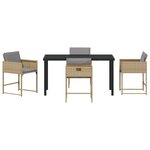 vidaXL Ensemble de Dîner de Jardin 5 Pièces avec Coussins Beige Rattan Poly