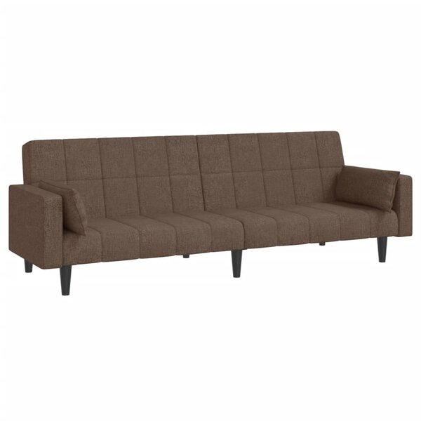 vidaXL Canapé-lit à 2 places avec deux oreillers taupe tissu