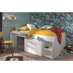 Lit combiné enfant contemporain décor gris loft et blanc - 90 x 190 ou 200 cm