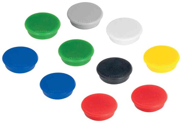 Set de 10 aimants de fixation force adhésive: 800 g diam 32mm Assortis Rond FRANKEN
