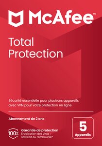 Mcafee total protection - licence 2 ans - 5 postes - a télécharger