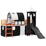 vidaXL Lit mezzanine enfants et tour blanc/noir 90x200 cm pin massif