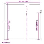 vidaXL Auvent latéral rétractable crème 220x600 cm