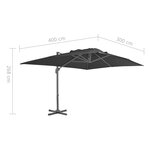 vidaXL Parasol déporté avec mât en aluminium 4x3 m Noir