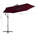 vidaXL Parasol déporté avec mât en aluminium Bordeaux 300 cm