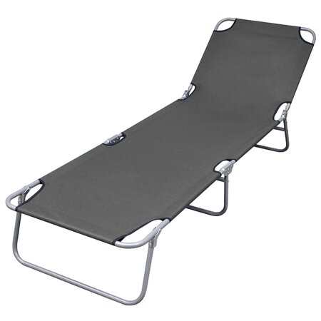 vidaXL Chaise longue pliable avec dossier réglable Gris