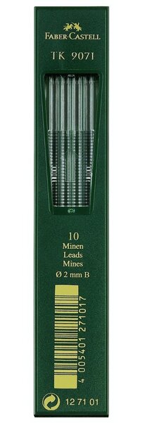 Lot de 10 mines 2 mm TK 9071 Noir profond N° B FABER-CASTELL