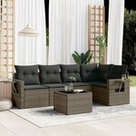 vidaXL Salon de jardin 6 Pièces avec coussins gris résine tressée
