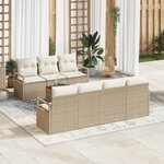 Ensemble de Canapés de Jardin de 8 Pièces avec Coussins Beige Rattan Poly Acacia