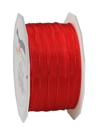 Ruban de soie acetat laitonné lyon 25-m-rouleau 10 mm rouge