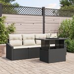 vidaXL Ensemble de Canapé de Jardin 5 Pièces avec Coussins Noir Poly Rattan