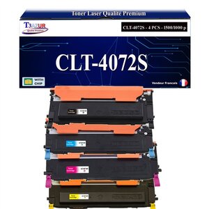 T3AZUR - 4x Toners compatibles avec Samsung CLT-4072S pour Samsung CLP320 CLP320N CLP321 CLP325 CLP325W CLP326 CLX3180 CLX3185 CLX3185FN CLX3185FW CLX3185W CLX3186 CLX3186FN CLX3186N