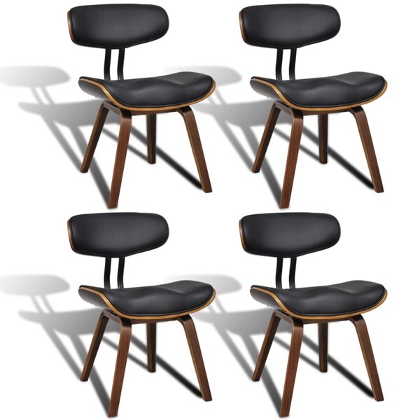 vidaXL Chaises à manger lot de 4 bois courbé et similicuir