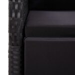 vidaXL Chaise inclinable de jardin 2pc et coussins Résine tressée Noir
