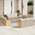 vidaXL Salon de jardin avec coussins 12 Pièces beige résine tressée