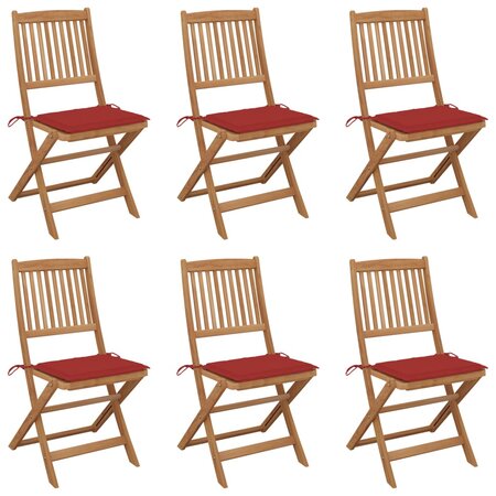 vidaXL Chaises pliables de jardin 6 Pièces avec coussins Bois d'acacia