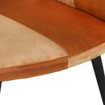 vidaXL Chaise à oreilles Marron et crème Cuir véritable
