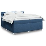 vidaXL Sommier à lattes de lit avec matelas Bleu 200x200 cm Tissu
