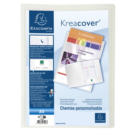 Chemise De Présentation Polypropylène Souple Krea Cover - A4 - Blanc - X 30 - Exacompta
