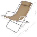 vidaXL Chaises inclinables de terrasse 2 Pièces Acier Taupe