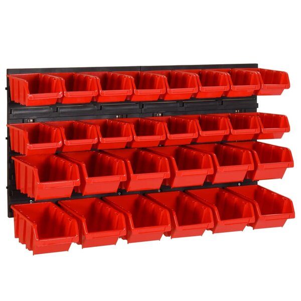 vidaXL Ensemble d'étagères d'atelier 30 Pièces Rouge et noir 77x39 cm PP